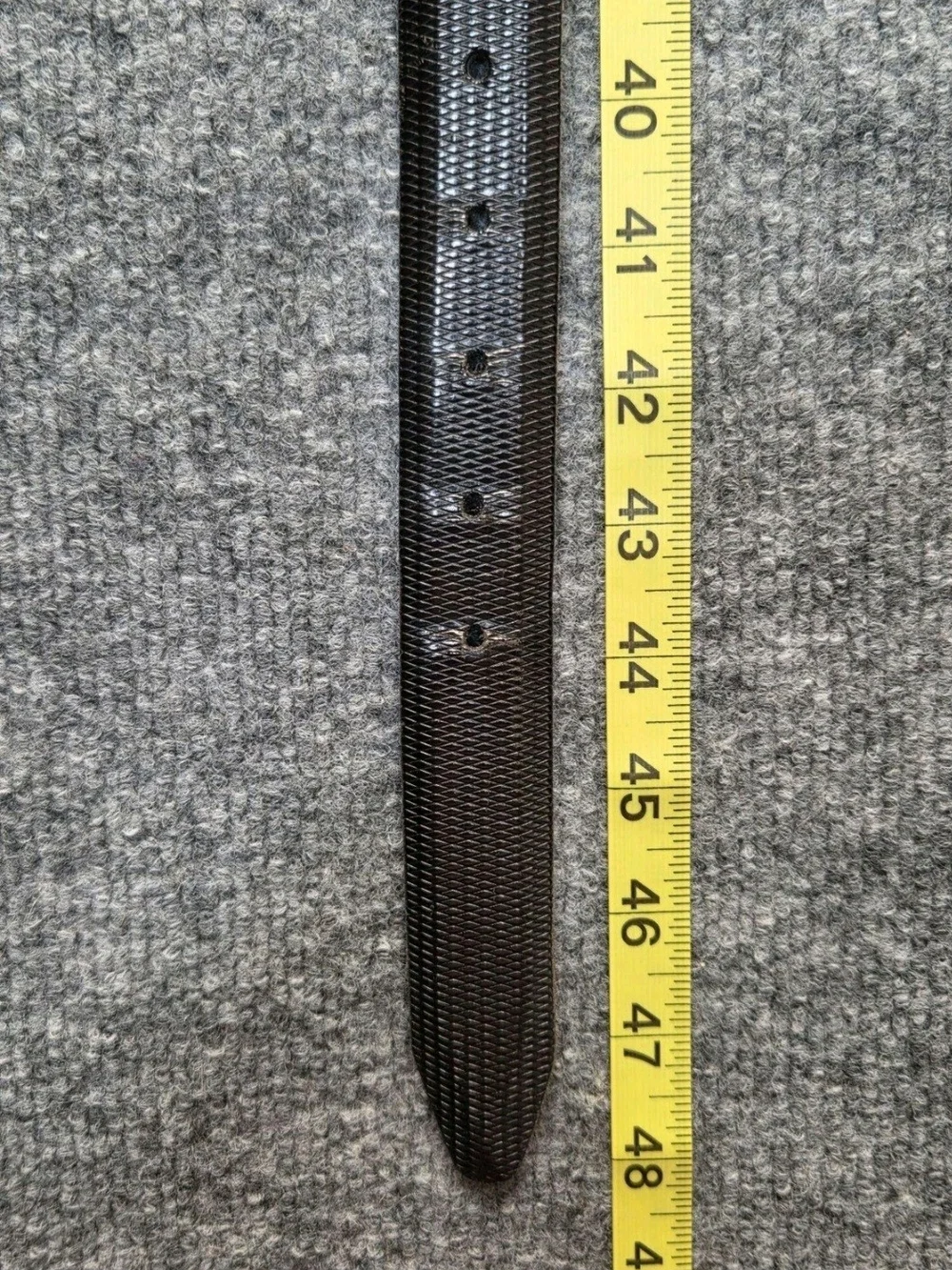 Belt Mens Size 40 Black Italian Calfskin Leather Textured Solid Brass Buckle USA